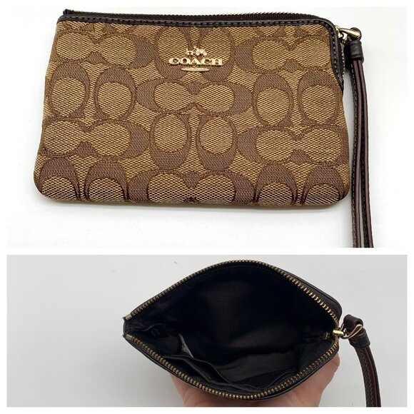 Coach Signature Khaki Canvas File Crossbody Bag F58285 w/ Wristlet - Picture 12 of 12